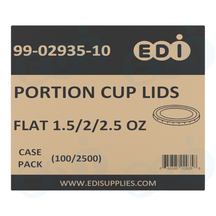Case picture for 99-02935-10 WP - PORTION CUP LIDS FLAT 1.5/2/2.5 OZ (100/2500)