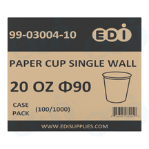 Case picture for 99-03004-10 WP - PAPER CUP SINGLE WALL 20 OZ Φ90 (100/1000)