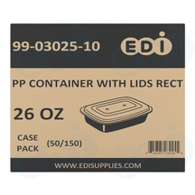 Case picture for 99-03025-10 WP - PP FOOD CONTAINER WITH LIDS RECT 26 OZ (50/150)