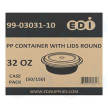 Case picture for 99-03031-10 WP - PP FOOD CONTAINER WITH LIDS ROUND 32 OZ (50/150)