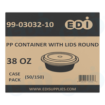 Case picture for 99-03032-10 WP - PP FOOD CONTAINER WITH LIDS ROUND 38 OZ (50/150)