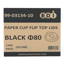 Case picture for 99-03134-10 WP - PAPER CUP LIDS - FLIP-TOP BLACK Φ80 (25/500)