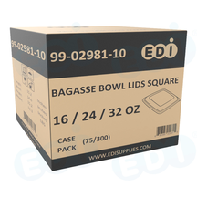 Case picture for 99-02981-10 WP - BAGASSE BOWL LIDS SQUARE 16''/24''/32'' (75/300)