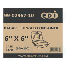 Case picture for 99-02967-10 WP - BAGASSE HINGED CONTAINER 6'' X 6'' (100/200)