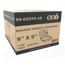 Case picture for 99-02970-10 WP - BAGASSE HINGED CONTAINER 9'' X 9'' (100/200)