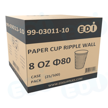 Case picture for 99-03011-10 WP - PAPER CUP RIPPLE WALL 8 OZ ?80 (25/500)