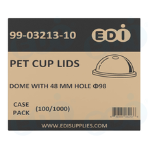 Case picture for 99-03213-10 WP - PET CUP LIDS DOME WITH 48mm HOLE Φ98 (100/1000)