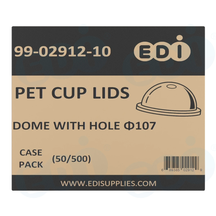 Case picture for 99-02912-10 WP - PET CUP LIDS DOME WITH HOLE Φ107 (50/500)