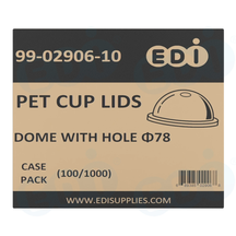 Case picture for 99-02906-10 WP - PET CUP LIDS DOME WITH HOLE Φ78 (100/1000)