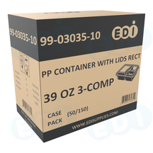 Case picture for 99-03035-10 WP - PP FOOD CONTAINER WITH LIDS RECT 39 OZ 3-COMP (50/150)