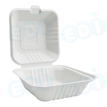 Product picture for 99-02967-10 WP - BAGASSE HINGED CONTAINER 6'' X 6'' (100/200)