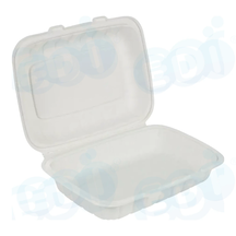 Product picture for 99-03017-10 WP - PP CLAMSHELL CONTAINER 9" X 6" WHITE (50/150) MOQ 50 cases