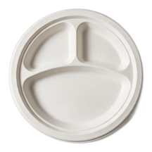 99-02961-10 WP - BAGASSE PLATE ROUND 10'' 3-COMP (125/500)