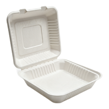 99-02970-10 WP - BAGASSE HINGED CONTAINER 9'' X 9'' (100/200)