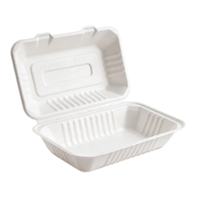 99-02972-10 WP - BAGASSE HINGED CONTAINER 9'' X 6'' X 3'' (125/250)