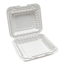 99-03018-10 WP - PP CLAMSHELL CONTAINER 8" X 8" WHITE (50/150) MOQ 50 cases